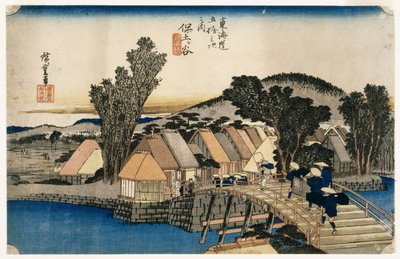 Hodogaya, Shinkame Bashi, Station 5 (dřevěný blok na barevném tisku) od Utagawa Hiroshige