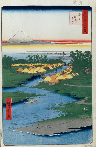 Horie a Nekozane Sto slavných pohledů na Edo, 1856-1858 od Utagawa Hiroshige