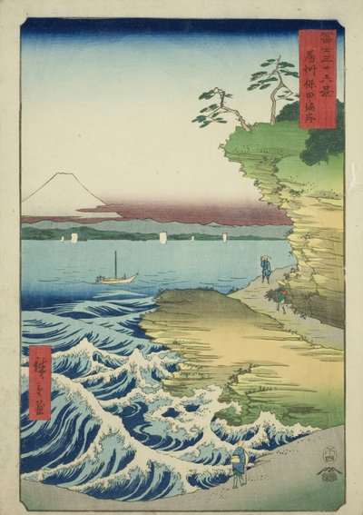 Pláž Hota v provincii Awa (Boshu Hota no kaigan), ze série „Třicet šest pohledů na horu Fuji (Fuji sanjurokkei)“ od Utagawa Hiroshige
