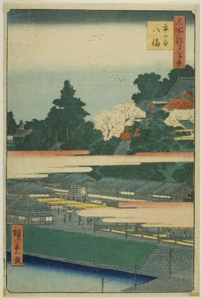 Svatyně Ičigaja Hačiman (Ichigaya Hachiman), ze série "Sto slavných pohledů na Edo (Meisho Edo hyakkei)". od Utagawa Hiroshige
