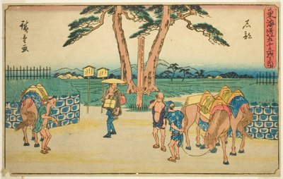 Ishibe, from the series "Fifty-three Stations of the Tokaido (Tokaido gojusan tsugi no uchi)," also known as the Gyosho Tokaido od Utagawa Hiroshige