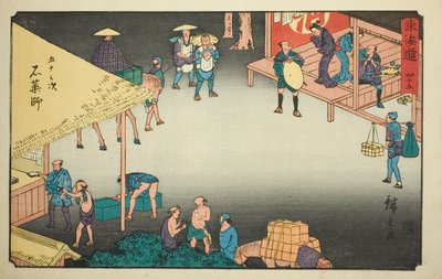 Ishi Yakushi – of. 45, z te série ``padesát tři s tachi zvuků te městského stupně (městský stupeň goshuzan další),” tee book městského stupně jednoho předka od Utagawa Hiroshige
