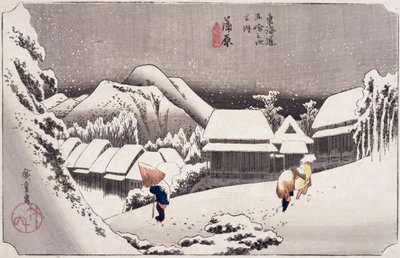 Kambara, z padesáti tří stanic na Tokaidské dálnici kolem roku 1834 (barevný tisk ze dřeva) od Utagawa Hiroshige