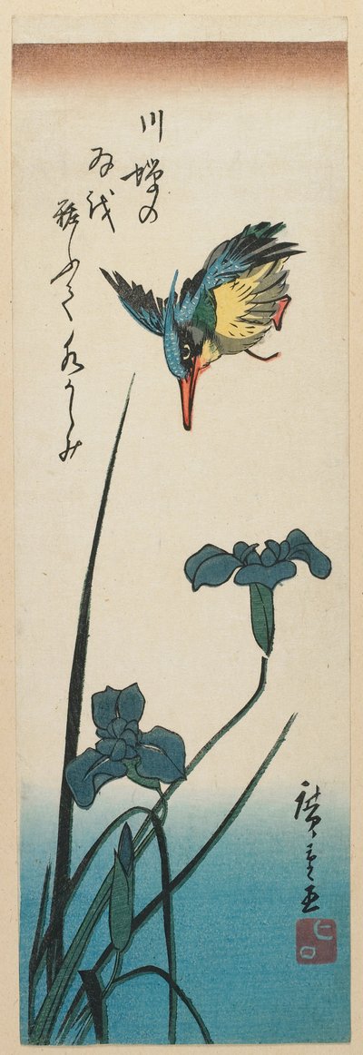Eisvogel und Iris od Utagawa Hiroshige