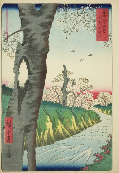 Koganei v provincii Musashi (Musashi Koganei), ze série „Třicet šest pohledů na horu Fuji (Fuji sanjurokkei)“ od Utagawa Hiroshige