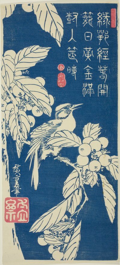 Loquat a pták od Utagawa Hiroshige