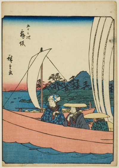 Maisaka, from the series "Fifty-three Stations [of the Tokaido] (Gojusan tsugi)," also known as the Figure Tokaido (Jinbutsu Tokaido)   1284962   cs       czech Successfully Translated  Original: Page from Tales of a Parrot Tuti-nama: text page, c. 1560. T od Utagawa Hiroshige