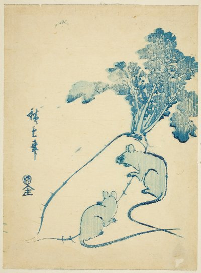 Myši a ředkvičky od Utagawa Hiroshige