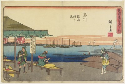 Ranní scéna v Samezu, Shinagawa, 1841-1842 od Utagawa Hiroshige