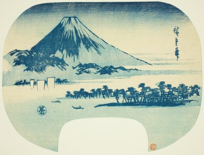 Hora Fuji stoupající za pláží Miho od Utagawa Hiroshige