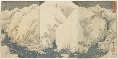 Hora a řeka v průsmyku Kiso, srpen 1857 od Utagawa Hiroshige