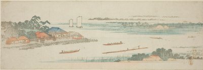 Ústa řeky Naka (Nakagawa guchi no zu), z nepojmenované série slavných pohledů na předměstí Edo od Utagawa Hiroshige