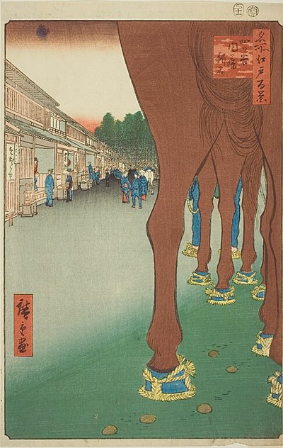Naito Shinjuku v Yotsuya (Yotsuya Naito Shinjuku), č. 86 ze série "Sto slavných pohledů na Edo (Meisho Edo hyakkei)". od Utagawa Hiroshige
