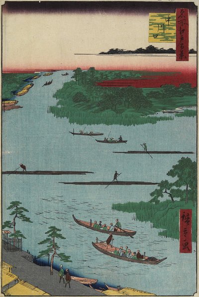 Nakagawa River Mouth, březen 1857 od Utagawa Hiroshige