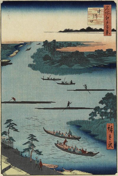 Nakagawa River Mouth, březen 1857 od Utagawa Hiroshige