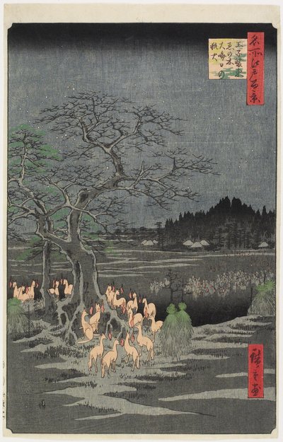 Silvestrovské požáry u Nettle Tree, O_ji, září 1857 od Utagawa Hiroshige