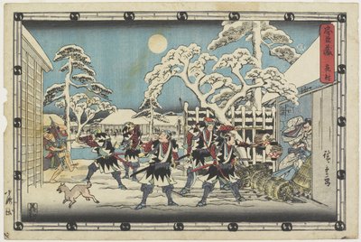Noční útok, 1843-1847 od Utagawa Hiroshige