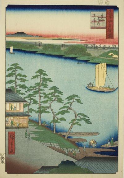 Shinjuku Ferry (Shinjuku já), ze seriálu ``Ridge d re d fa s views of Edo (Sto slavných pohledů na Edo)