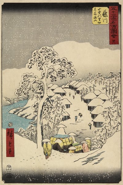 Vesnice č. 38 Yamanaka ve Fujikawě, červenec 1855 od Utagawa Hiroshige