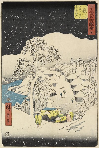 Vesnice č.38 Yamanaka ve Fujikawě, červenec 1855 od Utagawa Hiroshige