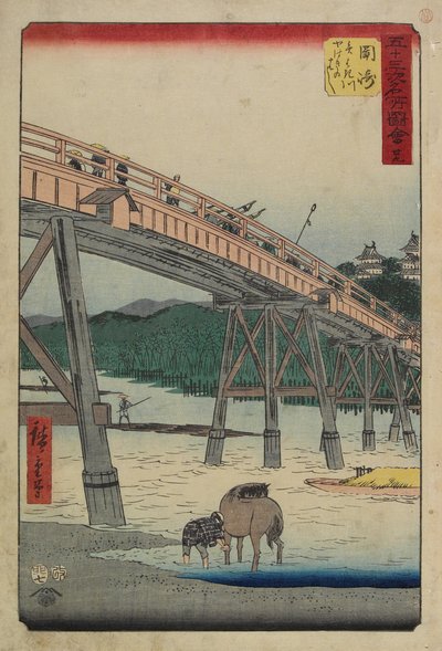 z. 39 Yahagi B Ri d Geo Ver Yahagi Ri Ver, Okazaki, Ki ly 1855 od Utagawa Hiroshige