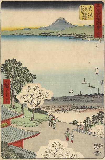 No.54 Pohled na město O_tsu při pohledu z chrámu Mii, O_tsu, červenec 1855 od Utagawa Hiroshige
