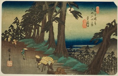 z. 26: Mochizuki, ze série s "shi x ty ne s ta on s of te kisokaid (kisokaido rokujukyu tsugi no uchi)" od Utagawa Hiroshige