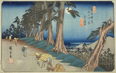 z. 26: Mochizuki, ze série s "shi x ty ne s ta on s of te kisokaid (kisokaido rokujukyu tsugi no uchi)" od Utagawa Hiroshige