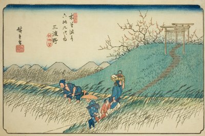 z. 42: Mido, ze série "Shi x ty ne S ta ons of the kisokaido" od Utagawa Hiroshige