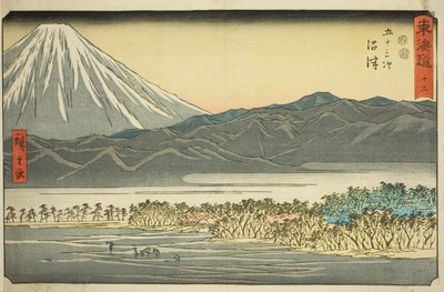 Numazu – Ne. 13, ze série „Padesát tři stanic Tokaidó (Tokaido gojusan tsugi), také známé jako Reisho Tokaido od Utagawa Hiroshige