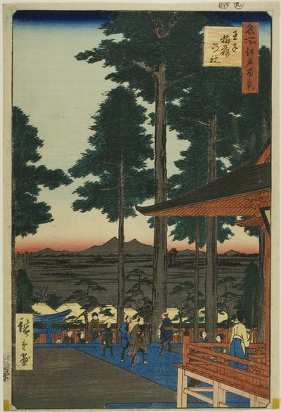 Svatyně Ódži Inari (Ódži Inari no jaširó), ze série "Sto slavných pohledů na Edo (Meišó Edo hjakkei)". od Utagawa Hiroshige