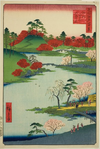 Otevření Tegarden ve svatyni Fukagawa Hachiman (Fukagawa Hachiman Yamabiraki), ze série ws of Edo” od Utagawa Hiroshige