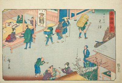 Otsu – Ne. 54, ze série "Padesát tři stanic Tokaida (Tokaido gojusan tsugi)," také známé jako Reisho Tokaido od Utagawa Hiroshige