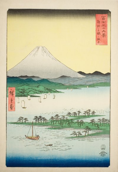 Pine Beach at Miho in Suruga Province (Suruga Miho no matsubara), from the series "Thirty-six Views of Mount Fuji (Fuji sanjurokkei)" od Utagawa Hiroshige