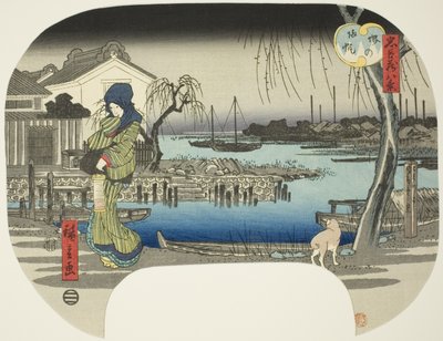 Vracející se plachty na Sakai (Sakai no kihan), ze série „Osm pohledů z pokladnice věrných zadržovatelů (Chushingura hakkei)“ od Utagawa Hiroshige