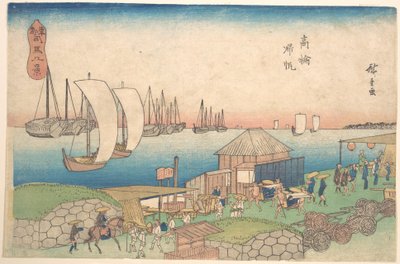 Pohled na řeku u Takanawy od Utagawa Hiroshige