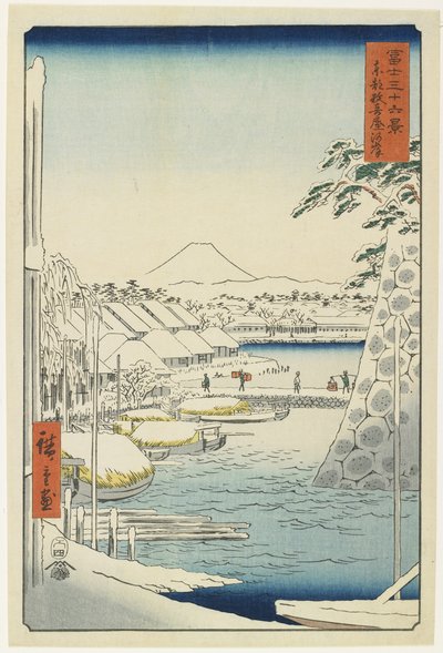 Nábřeží řeky Sukija ve východním hlavním městě, duben 1858 od Utagawa Hiroshige