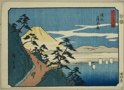 Satta Peak v provincii Suruga (důl Suruga Satta), ze série „Třicet šest pohledů na horu Fuji (Fuji sanjurokkei)“ od Utagawa Hiroshige