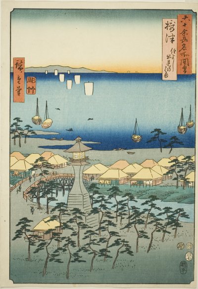 Settsu Project: Idemi Beach ch v SumiyoshiーOh d Proinses od Utagawa Hiroshige
