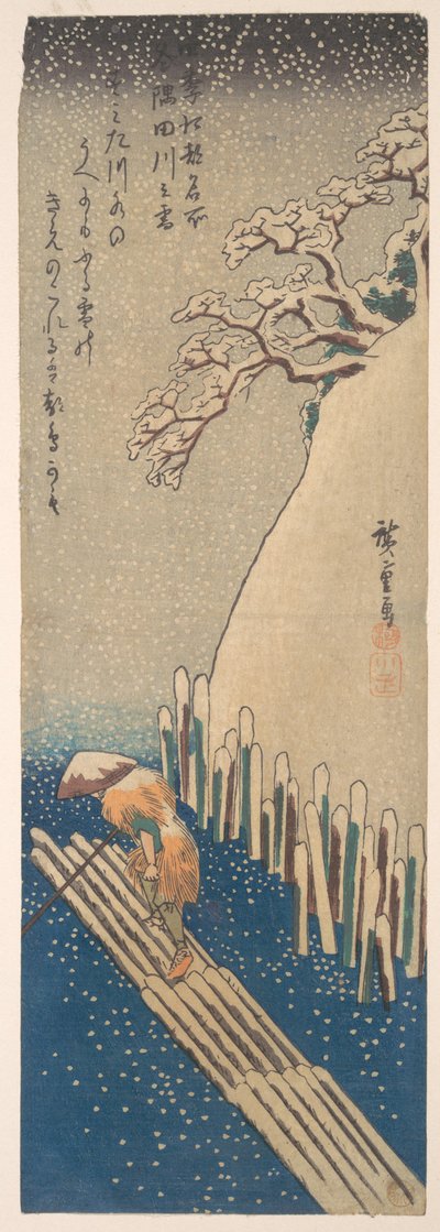 Sníh na řece Sumidě od Utagawa Hiroshige