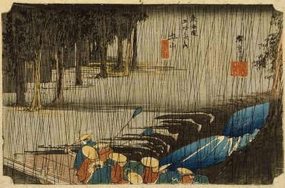 Jarní déšť v Tsuchiyamě od Utagawa Hiroshige