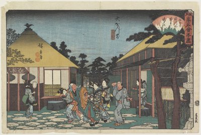 Tagawaya před chrámem O_onji, c. 1835-1842 od Utagawa Hiroshige