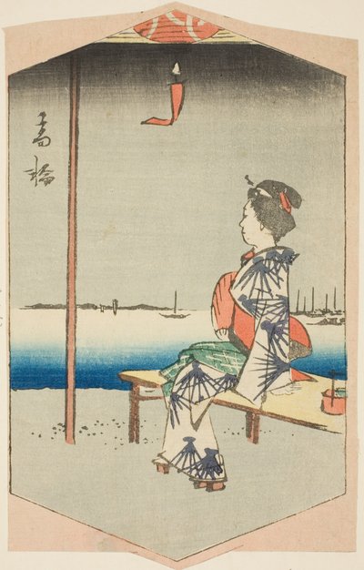 Takanawa, část listu ze série "Vystřižené obrázky slavných míst v Edo (Edo meisho harimaze zue)" od Utagawa Hiroshige