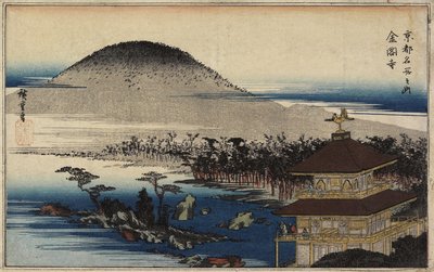 Chrám zlatého pavilonu, c. 1843 od Utagawa Hiroshige