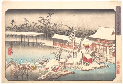 Svatyně Tenmangū v Kameido ve sněhu od Utagawa Hiroshige