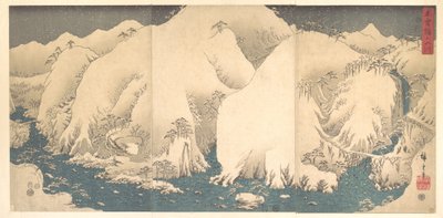 Pohoří Kiso ve sněhu od Utagawa Hiroshige