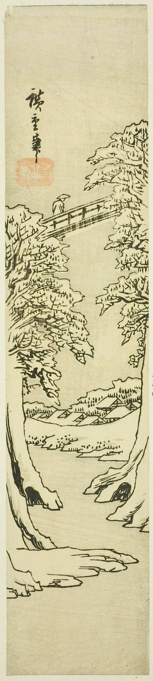 Opičí most v zimě od Utagawa Hiroshige