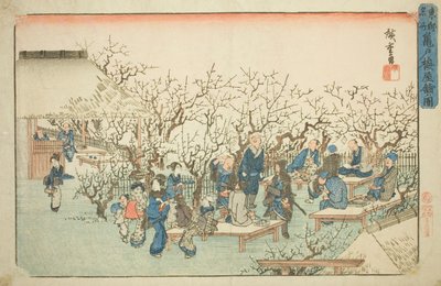 Švestková zahrada v Komeido (Kameido ume yashiki no zu), ze série „Slavná místa ve východním hlavním městě (Toto meisho)“ od Utagawa Hiroshige