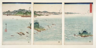 Peřeje Naruta v provincii Awa, ze série „Sníh, měsíc a květiny“, 1857 (dřevotisk) od Utagawa Hiroshige