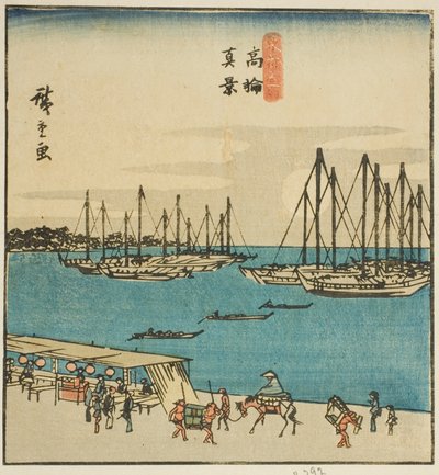 True View of Takanawa (Takanawa shinkei), část listu ze série "Slavná místa ve východním hlavním městě (Toto meisho)" od Utagawa Hiroshige